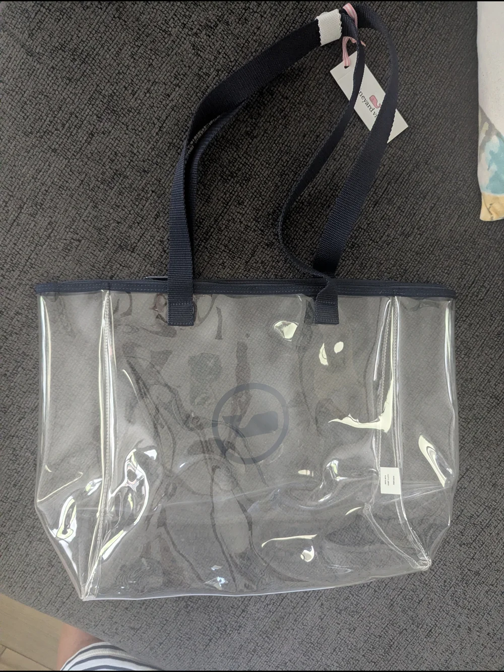 Vineyard Vines Clear Tote Bag with Navy Trim